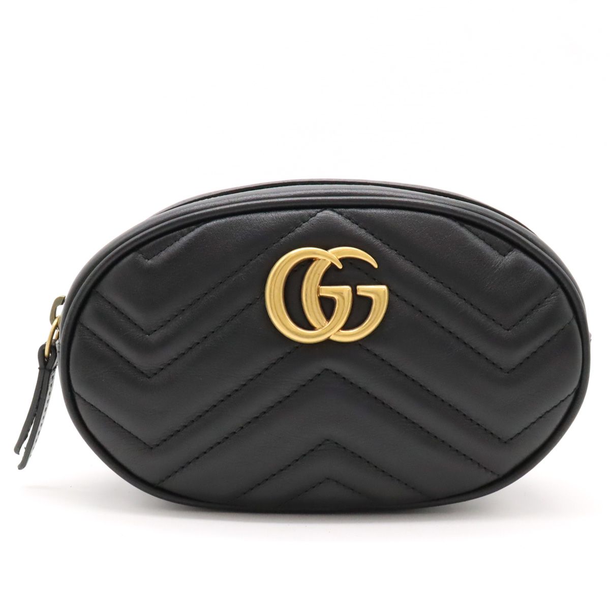 【美品✨】GUCCI グッチ　ボディバッグ　ウエストポーチ　マーモント　革　黒 GUCCI グッチ GGマーモント ベルトバッグ ウエストバッグ