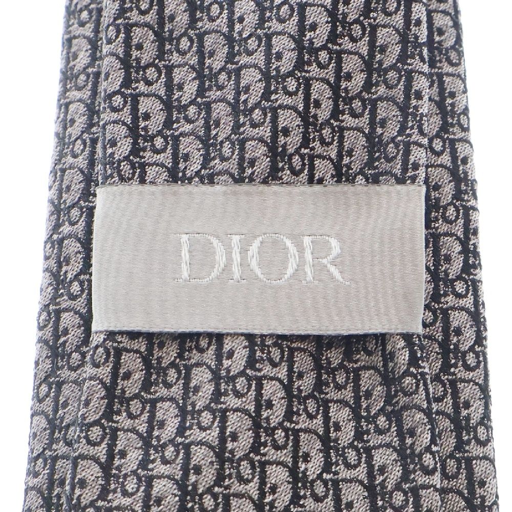 DIOR オブリークシルク　シルバー ネクタイ タグ付き ギフトに最適♪【DIOR】ディオール オブリーク シルク ネクタイ