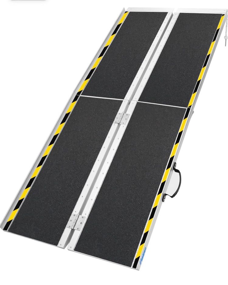 Ruedamann 182.5*74 耐荷重300kg アルミスロープ 折り畳み車椅子用スロープ 介護スロープ 段差解消 軽アルミ玄関用スロープ