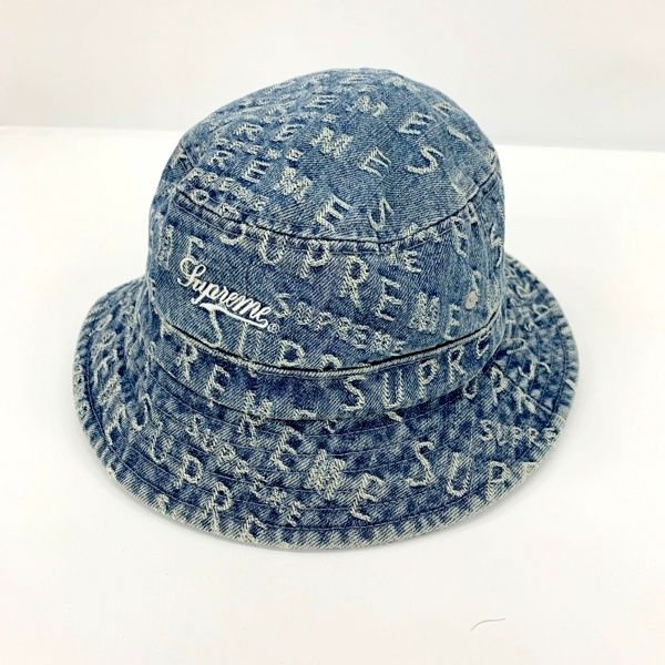 Supreme シュプリーム Warp ワープ ハット jacquard Logos denim Crusher ジャガードロゴ デニムクラッシャー インディゴ 58cm ぼうし 帽子 メンズ ブルー 服飾 DF16914