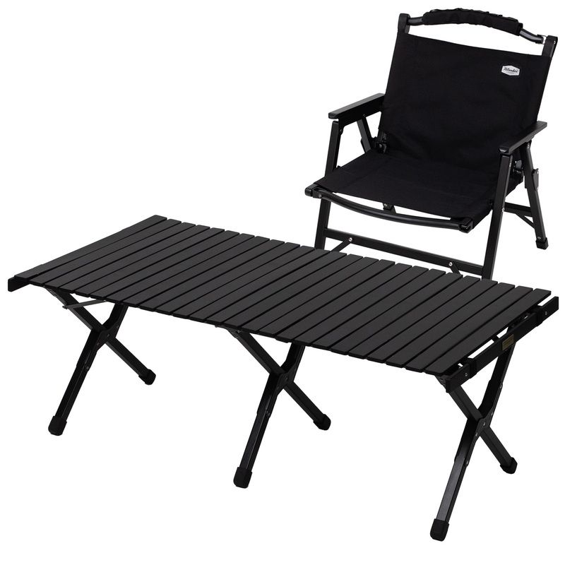 Hilander ハイランダー なセット ウッドロールテーブルX Black Edition 120 ウッドフレームチェアEX