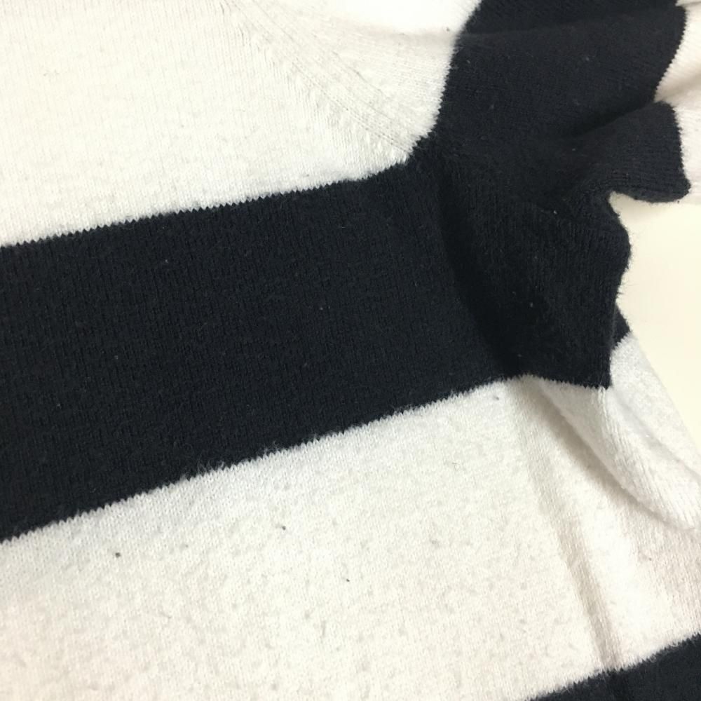 パーリーゲイツ タートルネックセーター ダークネイビー×白 ボーダー  