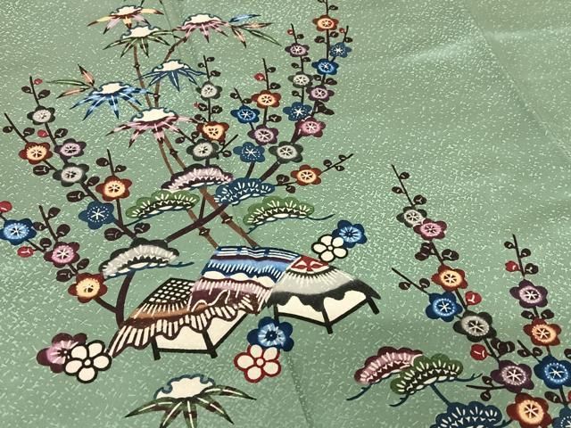 平和屋着物●上質な小紋　紅型　松竹梅風景文　正絹　逸品　未使用　AABH6951ph 平和屋着物□上質な小紋 松竹梅風景文 正絹 逸品 AABG8375sx