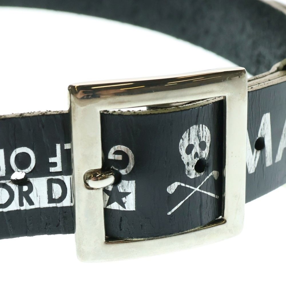 MARK&LONA (マークアンドロナ) ロゴ レザー ベルト ブラック/シルバー