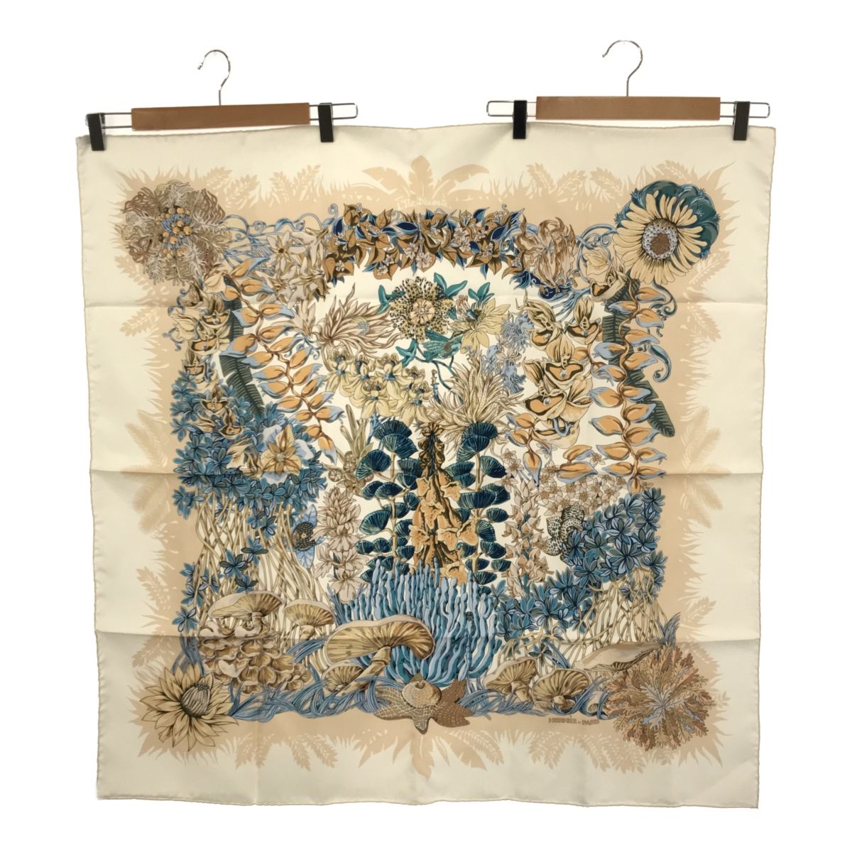 エルメス HERMES カレ90 無人島 植物 L'lle Deserte スカーフ シルク