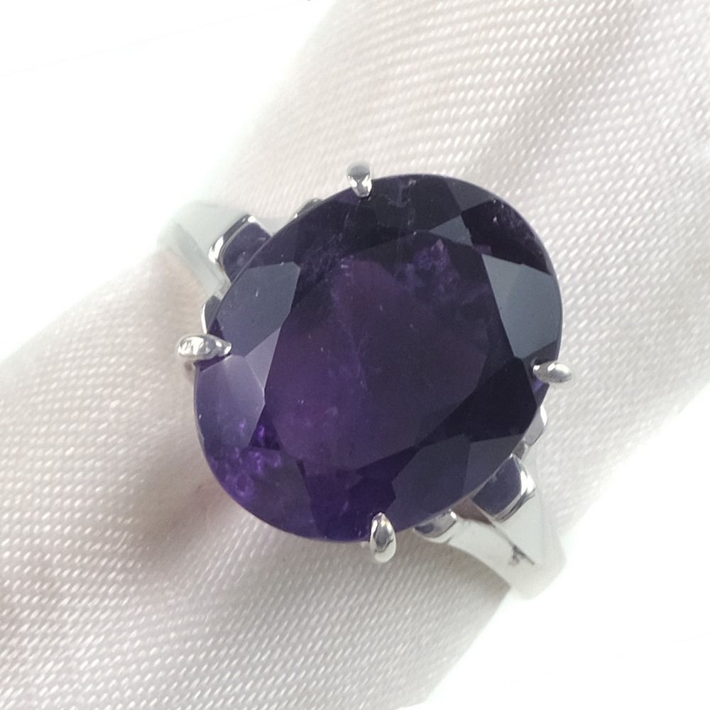 K14ホワイトゴールド×アメジスト 8.5号 レディース リング・指輪