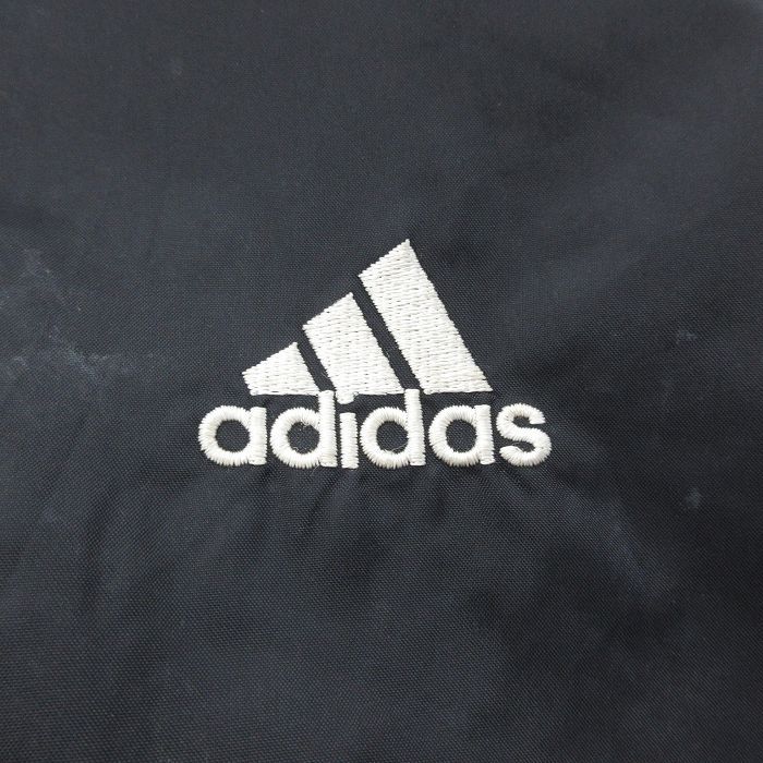 L/古着 アディダス adidas 長袖 ナイロン ジャケット メンズ 90s ワンポイントロゴ ラグラン 黒他 ブラック 内側メッシュ 3本ライン  23oct3