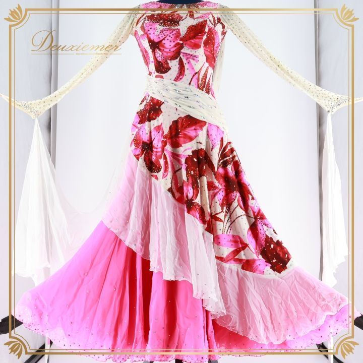 社交ンス衣装】ピンク×豪華フリル KAORI ワンピース ドレス ラ 楽天