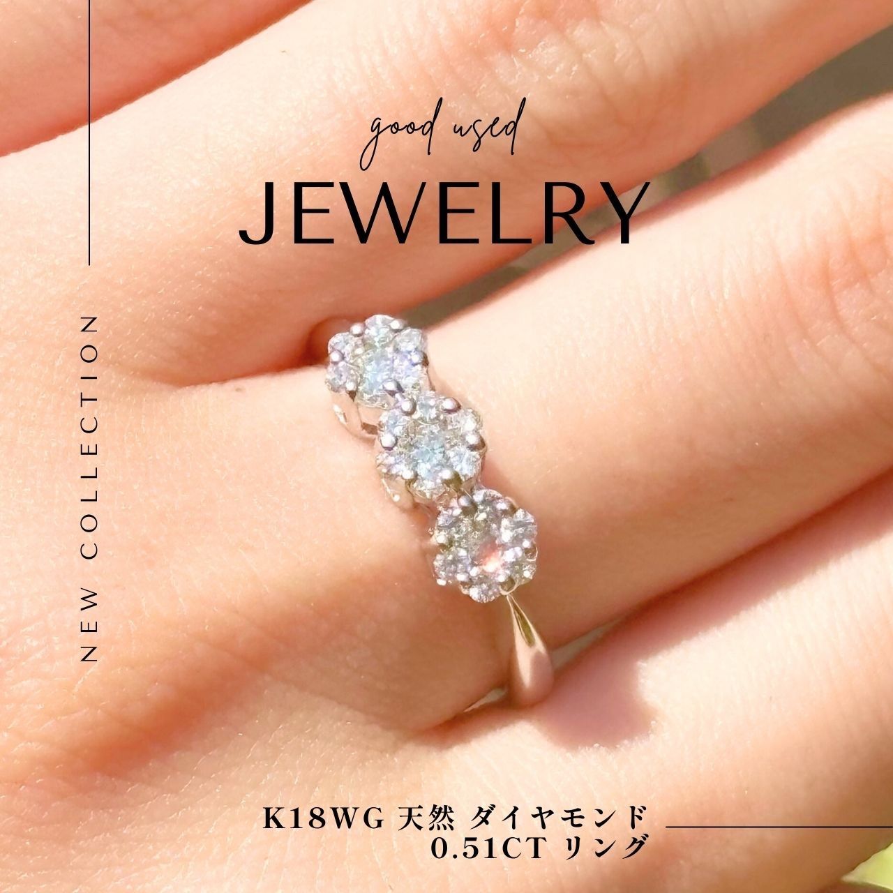 K18WG 天然 ダイヤモンド 0.51ct リング - メルカリ