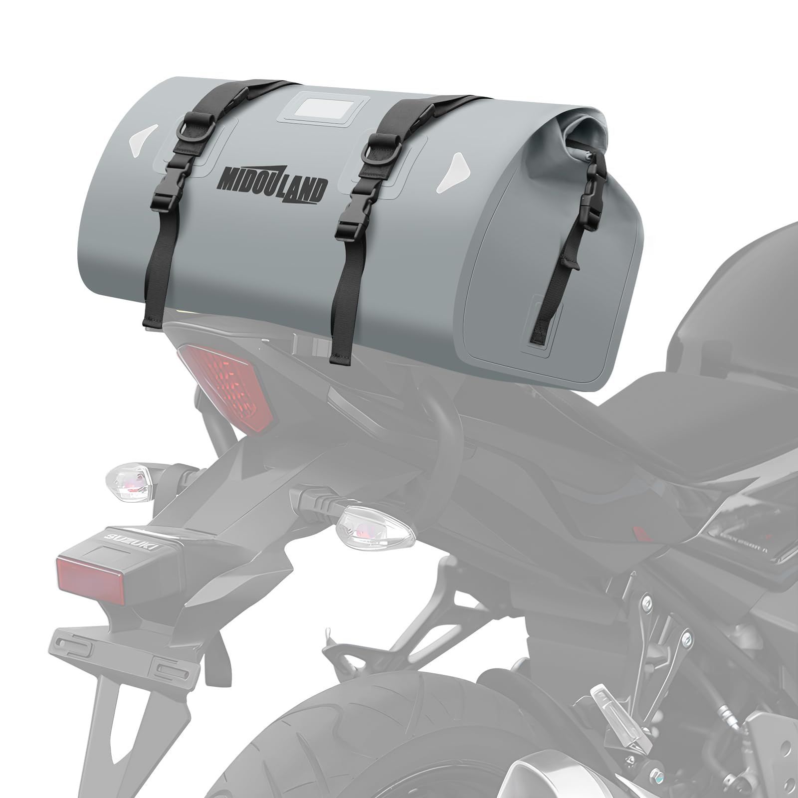 新作入荷，得価 40L_グレー バイク用シートバッグ シートバッグ 40L 大容量 600D PVC IPX6 完全防水 防塵 折りたたみ式 携帯便利 バイク用 キャンプ 反射テープ付き イージーリングベルトつき ショルダーベルトつ 応募券
