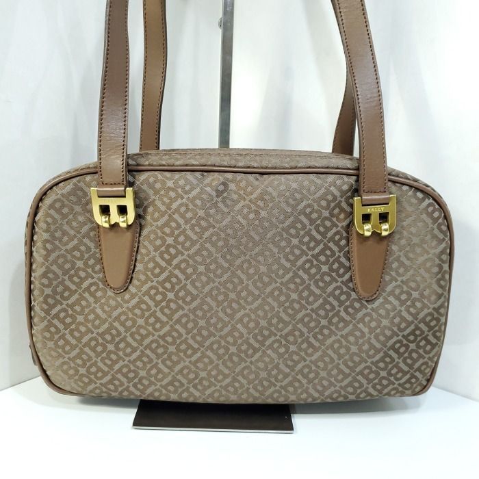 美品】バリー Bally キャンバス レザー 総柄 2コンパートメント  