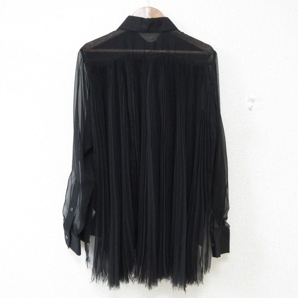美品 sacai サカイ バックプリーツ 長袖 シアーシャツ サイズ2