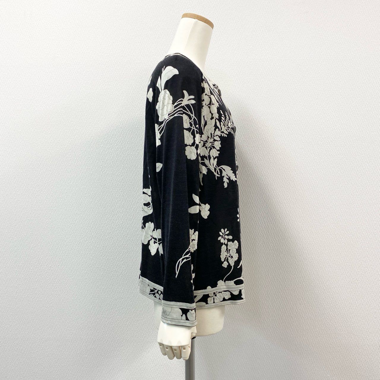 84i10 LEONARD レオナール 長袖ニットカーディガン 花柄カーディガン