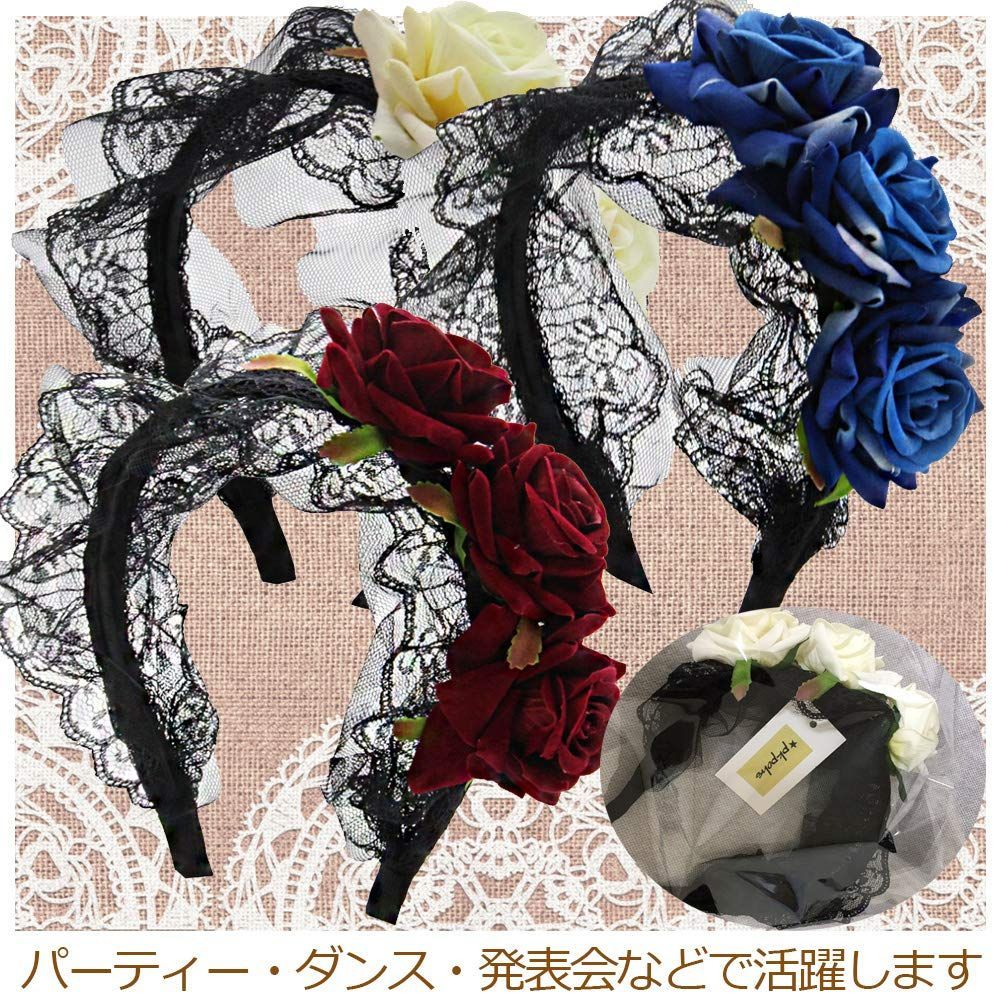 売れ筋】カチューシャ 薔薇 ゴスロリ ロリータ レース [pkpohs