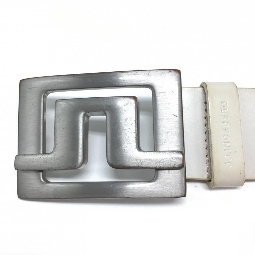 ジェイリンドバーグ トップ式ベルト 白 ロゴバックル メンズ