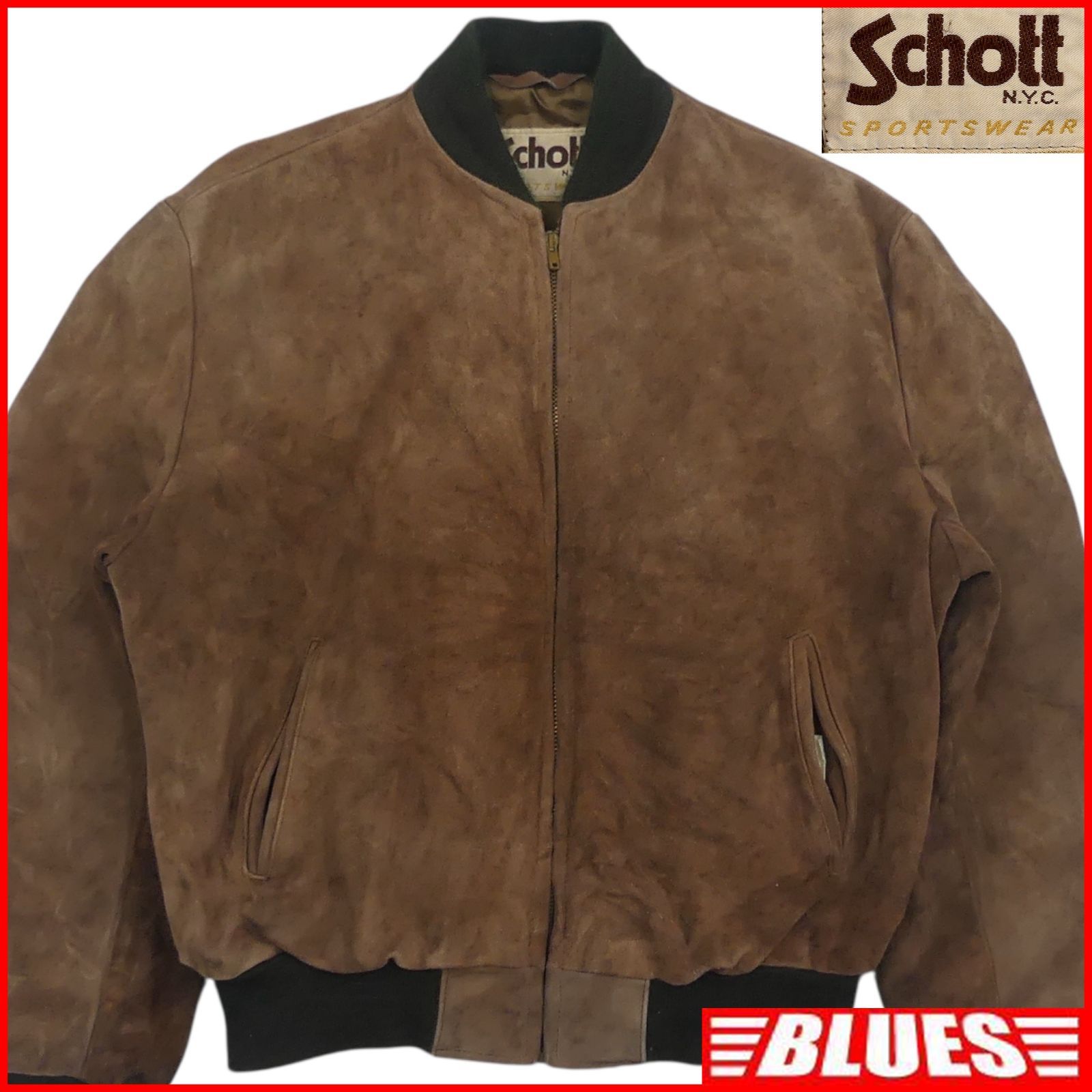 Schott made in USAダークブラウン スエード ジャケット Schott ショット USA製 フライトジャケットXL スエード 42