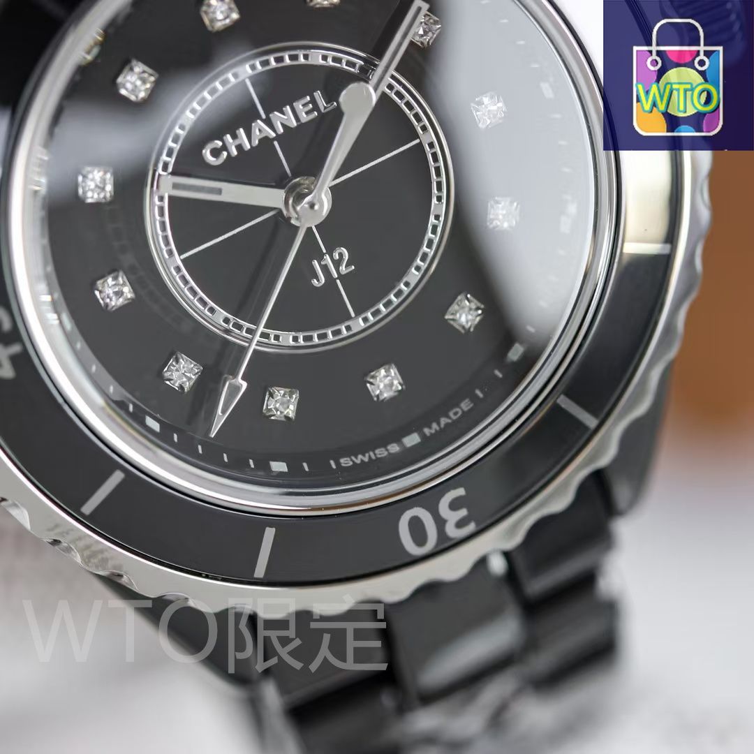 CHANEL クロノグラフ 自動巻き時計 ブラック CHANEL】シャネル『J12 ブラックセラミック クロノグラフ ベゼル