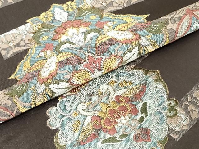 a522 正絹 夏用 絽 七宝　六通袋帯 唐織 銀糸 着物 a522 正絹 夏用 絽 七宝 六通袋帯 唐織 銀糸 着物 - メルカリ