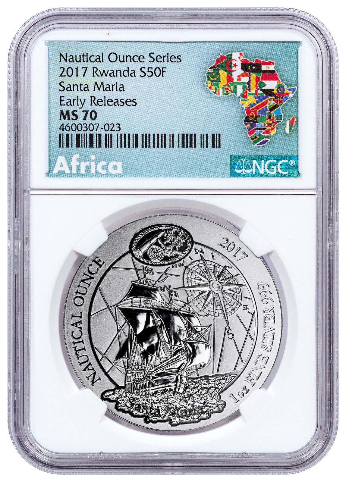 2017 Rwanda Nautical Ounce - Santa Maria 1 oz Silver Coin NGC MS70 ER