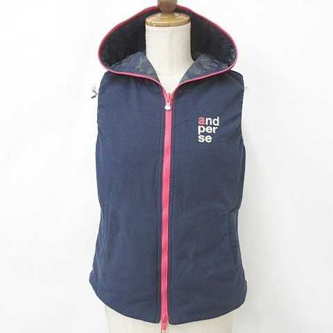 アンパスィ and per se 中綿 ベスト ゴルフ リバーシブル ジップアップ