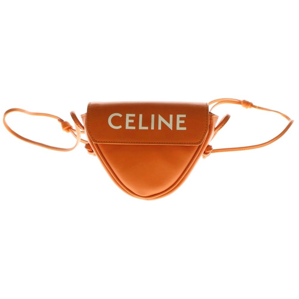 CELINE セリーヌ ロゴプリント ミニショルダーバッグ オレンジS-CU-4281