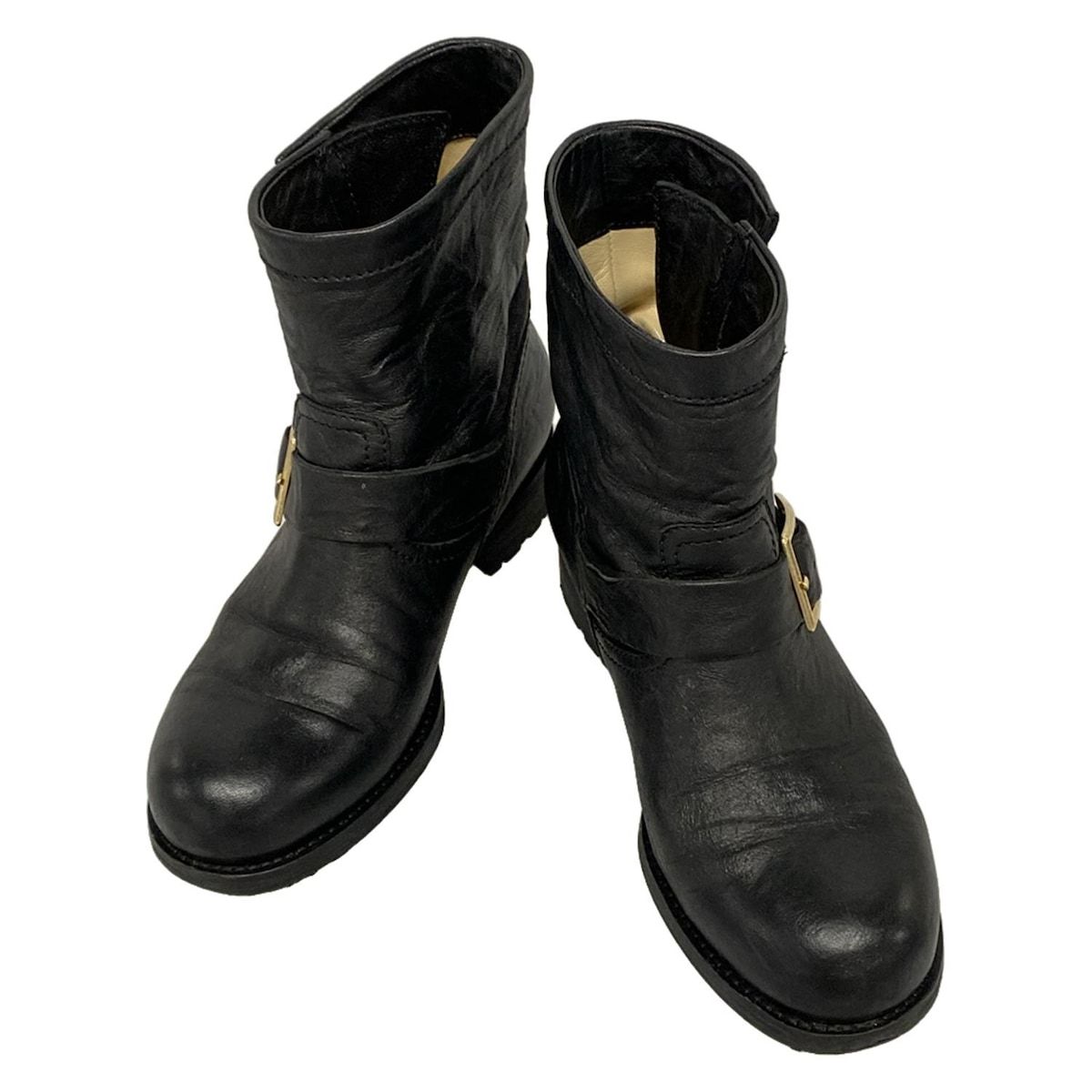 JIMMY CHOO ジミーチュウ ショートブーツ 36 レディース - 黒 レザー