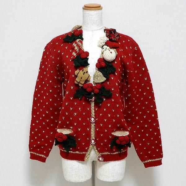 Pink House ホリデー柄ニットカーディガン☆クリスマスサンタ希少☆美品 コスプレ クリスマス サンタ ミミノエル キティチェックサンタ