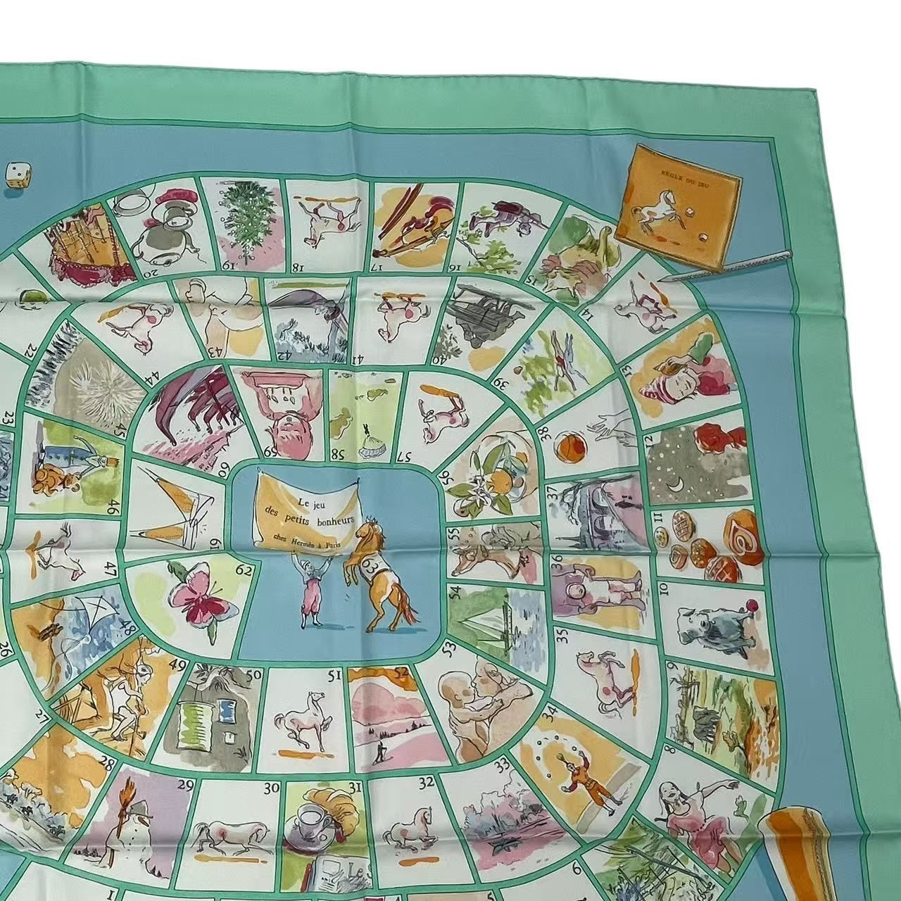 美品 HERMES エルメス カレ90 Le jeu des petits bonheurs 小さな幸せ 