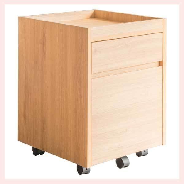 サイドチェスト W40×D40×H55cm ナチュラル シンプル 定番 安い リーズナブル こだわり 収納 木目調 コンパクト 引き出し 抽斗 収納 デスクワゴン 台 サイドテーブル 台 キャスター付き