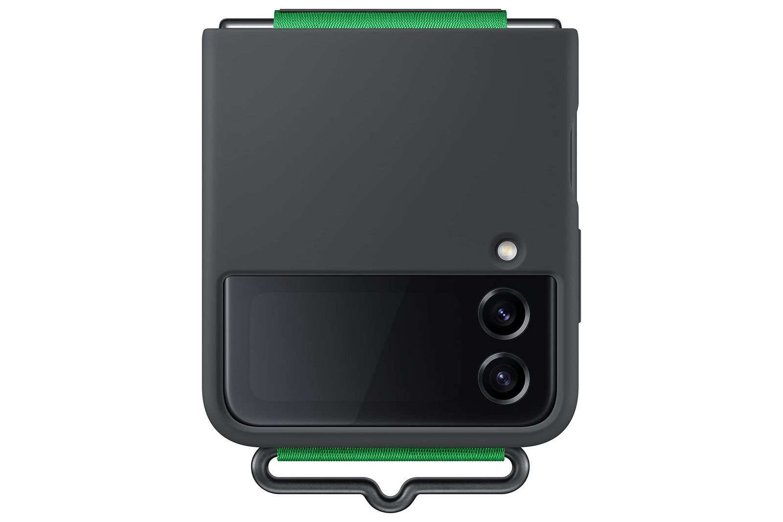 SAMSUNG Galaxy Z Flip 4 シリコンストラップカバー、フィンガーグリップ付き携帯電話保護ケース、マット仕上げ、柔らかい表面、ハンドヘルドデザイン、米国版、ブラック [ブラック] [ベルト。]