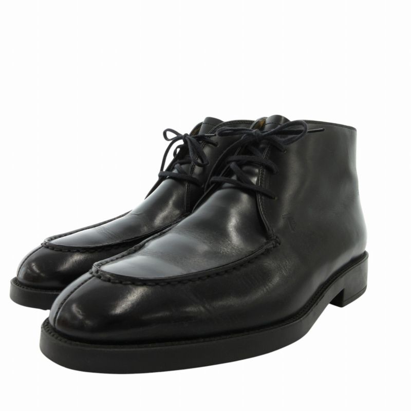 トッズ TOD'S ビジネスシューズ レースアップブーツ 革靴 レザー ミドルカット 内羽根 Uチップ 7 25cm 黒 ブラック /FF