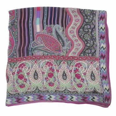 エトロ ETRO ペイズリー 花柄 シルクストール スカーフ 大判