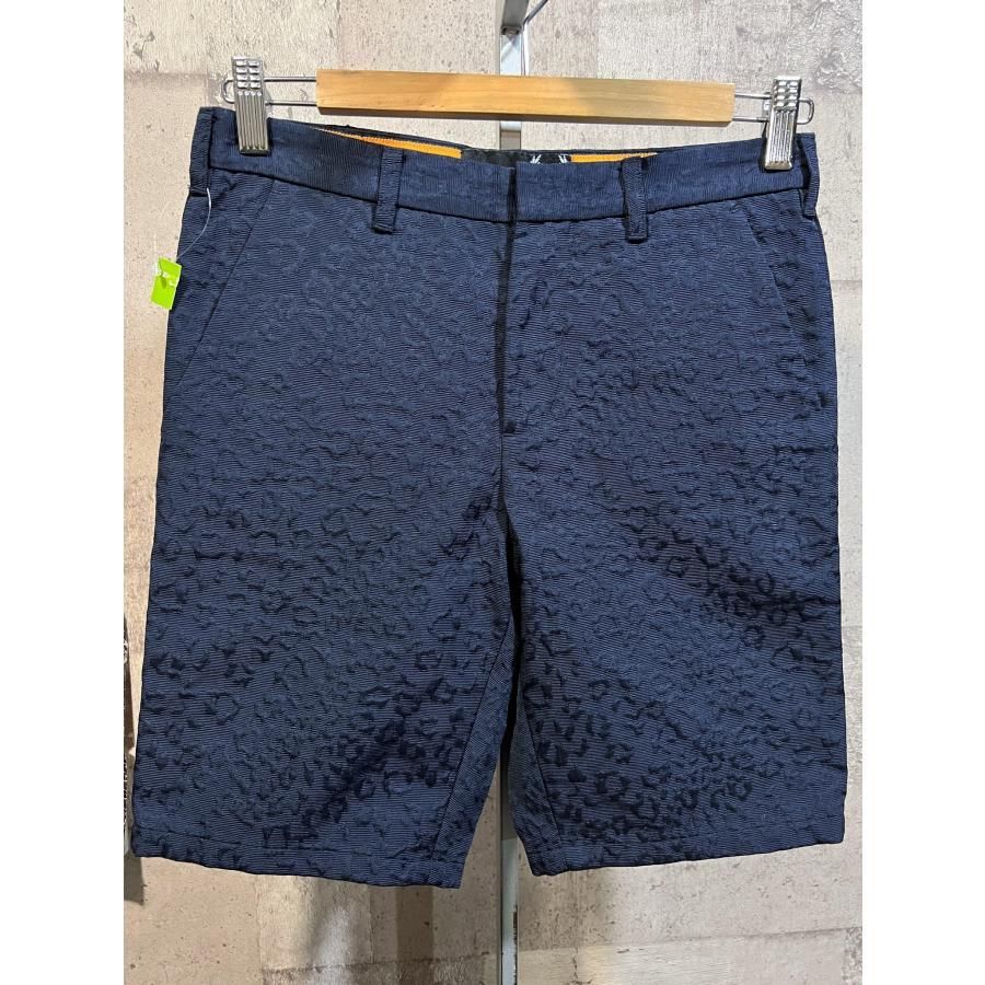 【ラフシモンズ×フレッドペリー】ハーフパンツ　ショーツ　豹柄　総柄　ネイビー ラフシモンズ X フレッドペリー レオパード ショーツ 紺 28