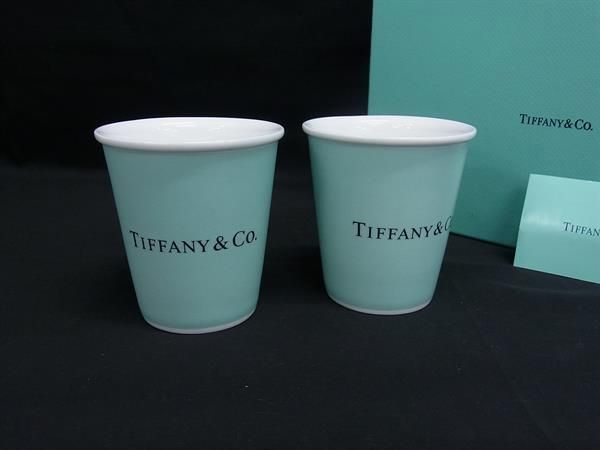 TIFFANY＆Co ティファニー ボーンチャイナ ペアグラス 食器 テーブルウェア 2客セット ティファニーブルー BK5409