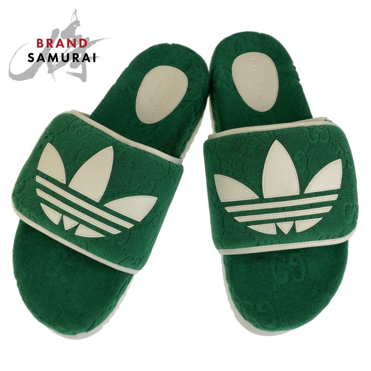 新品未使用 GUCCI グッチ adidas×GUCCI グリーン 緑 ホワイト ラバー 