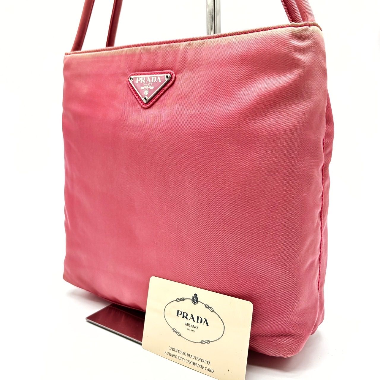 良品】 PRADA プラダ 三角プレート トートバッグ ハンドバッグ 