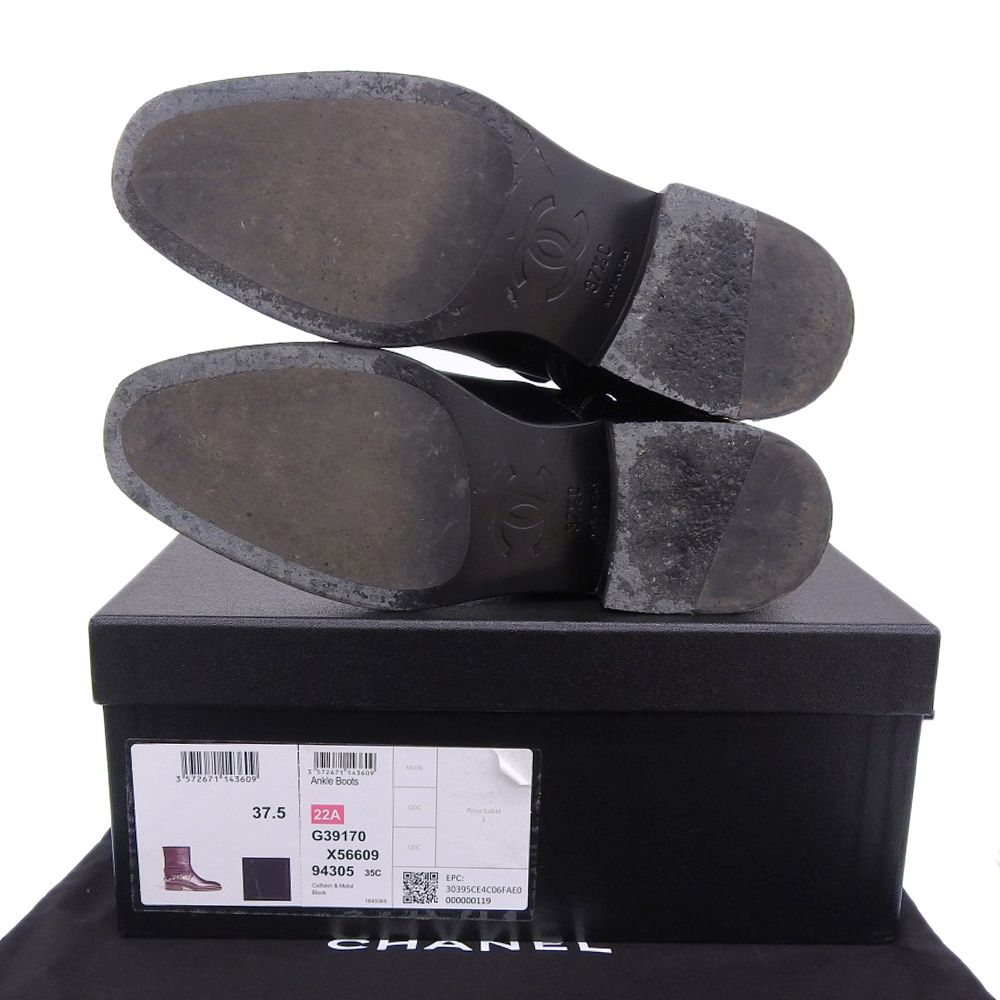 CHANEL シャネル チェーン×ココマーク レザー サイドジップブーツ レディース ブラック 37 1|2 22年 AW 37.5 WWW_MORNINGWALKER_COM