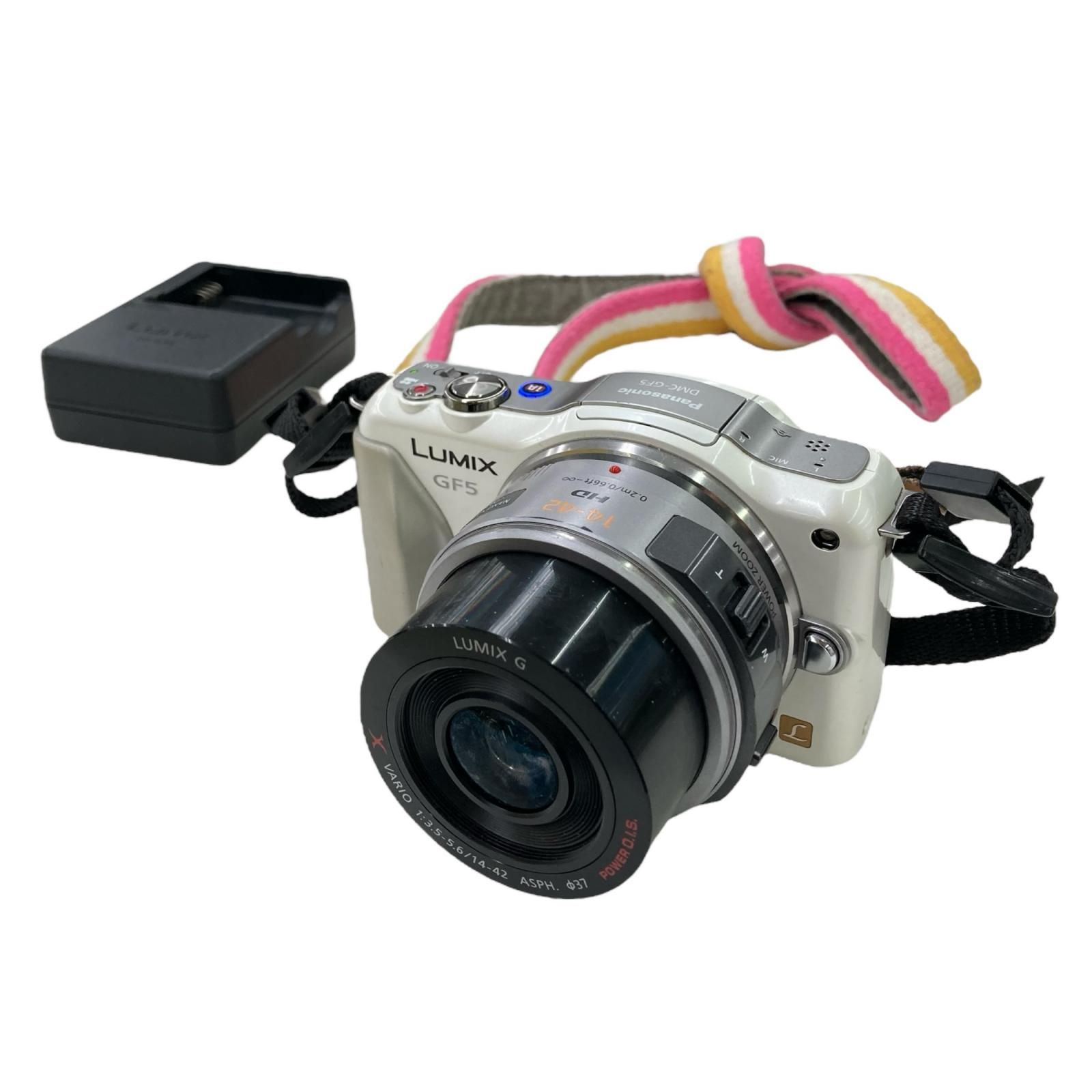 186000 現状品 Panasonic パナソニック LUMIX G VARIO 14-42mm f/3.5-5.6 ASPH. H-PS14042 GF5 DE-A99 充電器 バッテリー付き レンズ