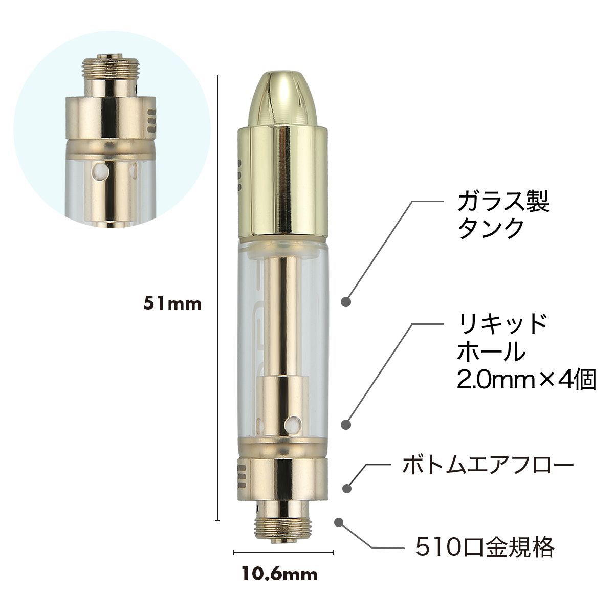 アトマイザー PULSE ゴールド 0.8ML 510互換 4本セット - メルカリ