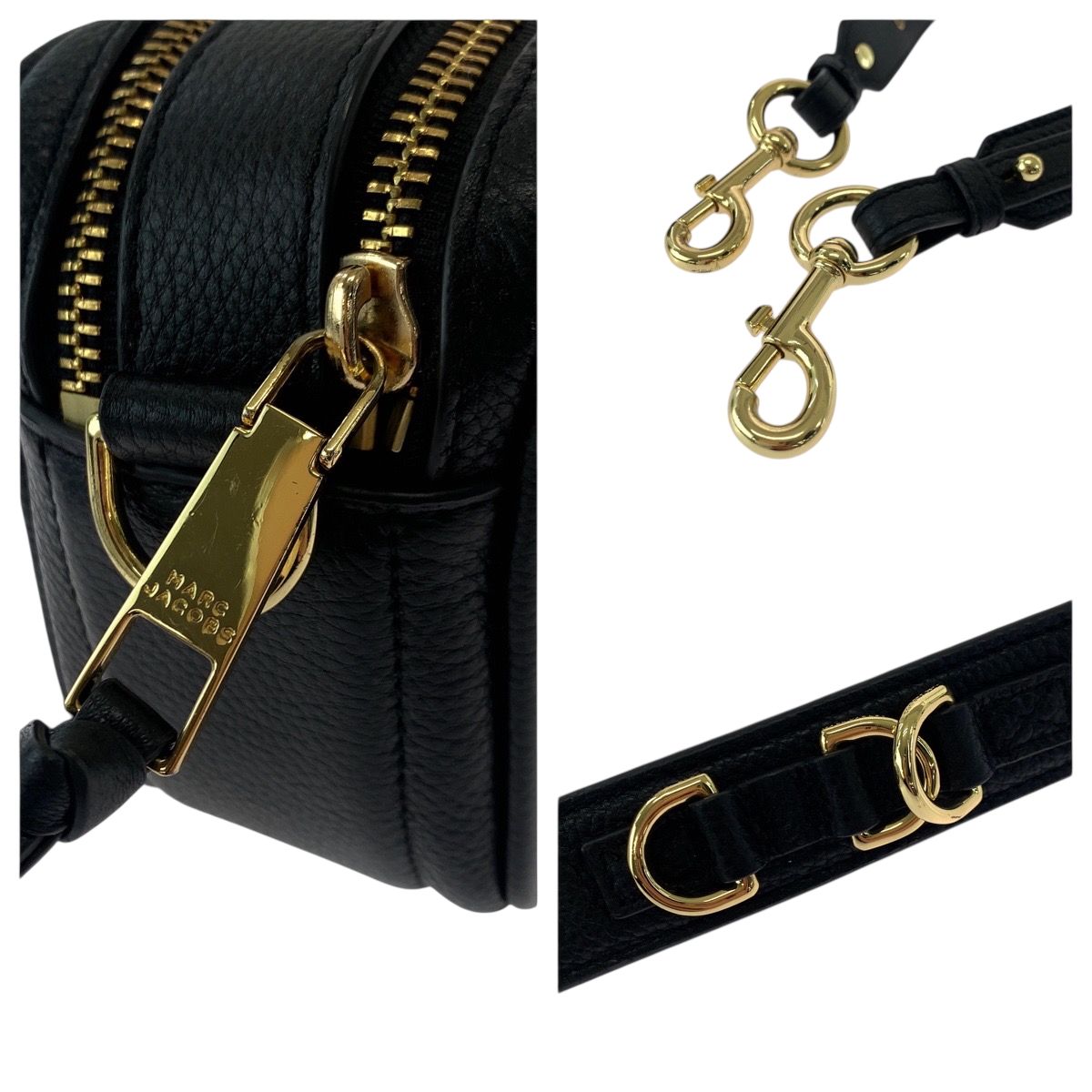 極美品 マークジェイコブス レザー ショルダーバッグ ロゴ金具 斜め掛け 黒 MARC BY MARC JACOBS マークバイマークジェイコブス ブラック 黒