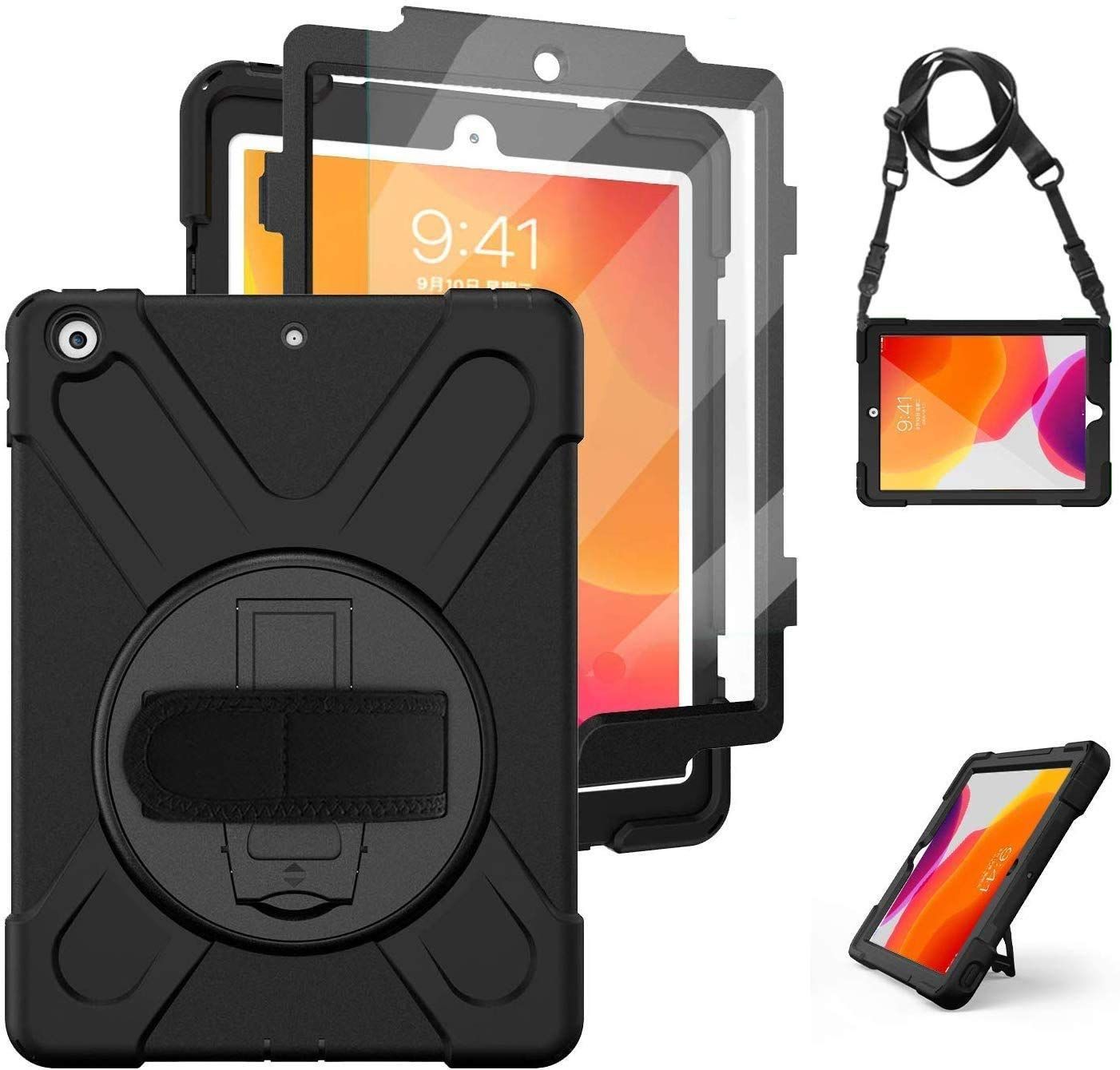 A 2198 2197 カバー インチ 10 2 アイパッド 子供 キッズ 丈夫 防塵 衝撃 三層 工事 現場 2200 ストラップ 肩掛けー スタンド ハンドホルダー 回転 フィルム 保護 House Lively 2021