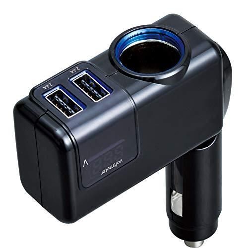 セイワ SEIWA 車内用品 シガーソケット増設分配器 電圧計付き USBポート搭載 角度調節 F307 12V 5V|4.8A