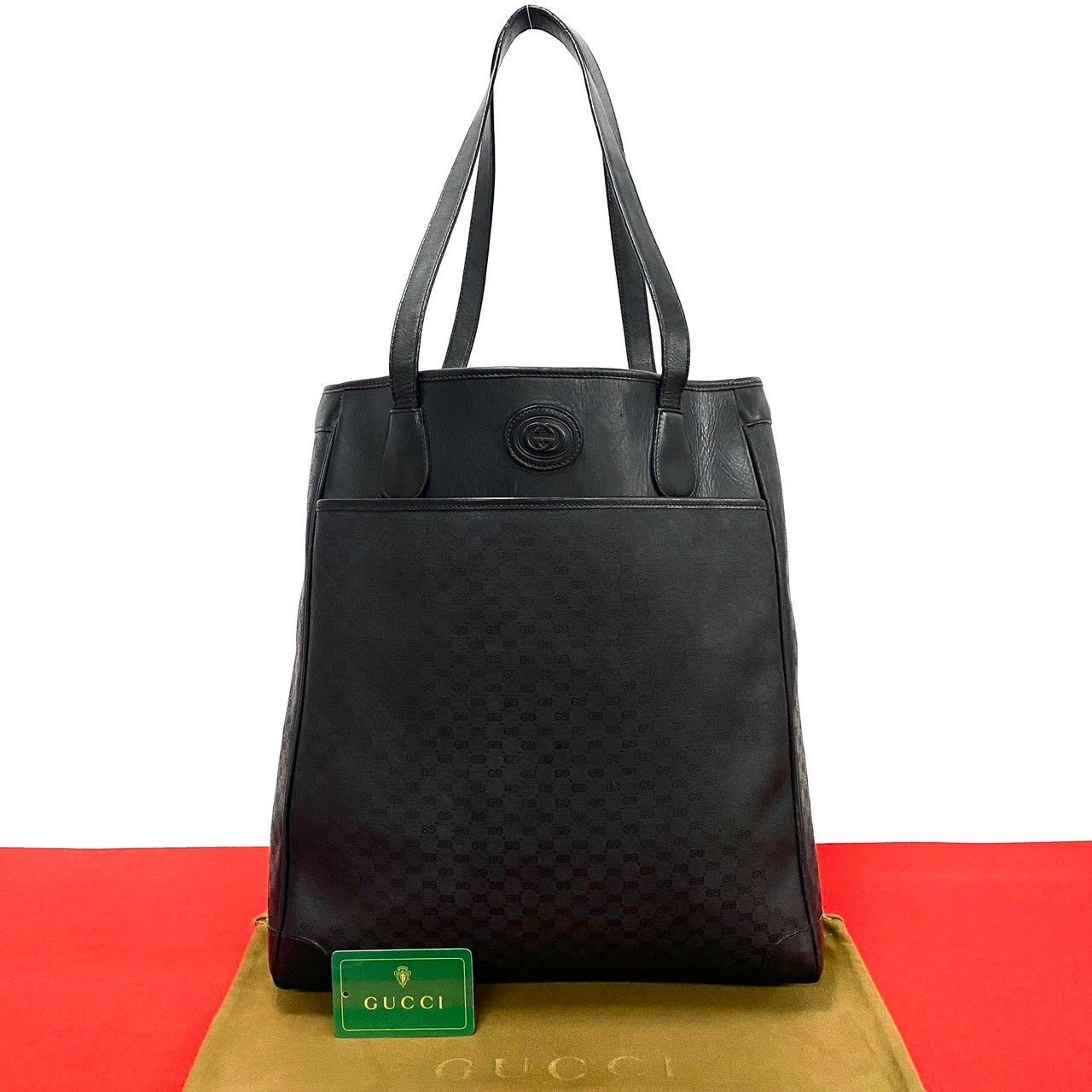 極 美品 GUCCI グッチ オールドグッチ マイクロ GG 柄 ロゴ レザー 本 