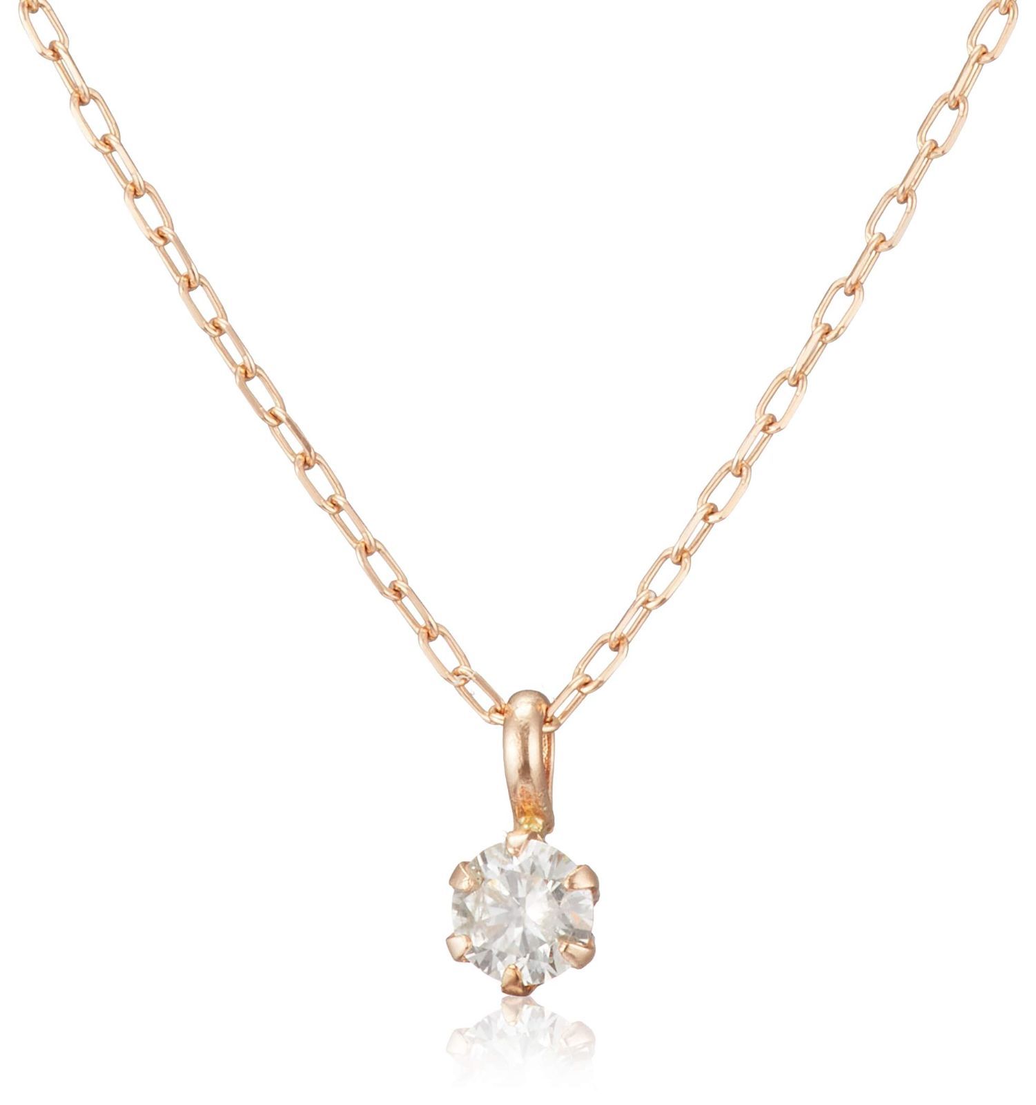 在庫 ダイヤモンド 0.1ct ピンクゴールド K18 ディー ネックレス DS20095PG