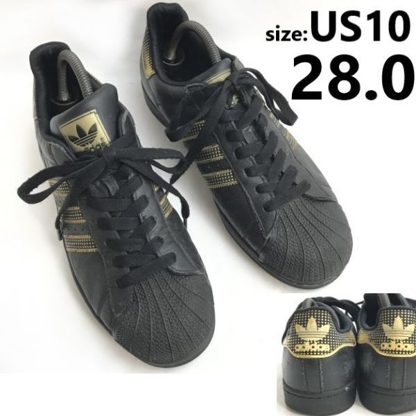 adidas originals|アディダス SUPERSTAR SNAKE BLACK|レザースニーカー 28.0|黒 金ベロ|トレフォイル|sneakers|Shoes|trainers◆sB-122