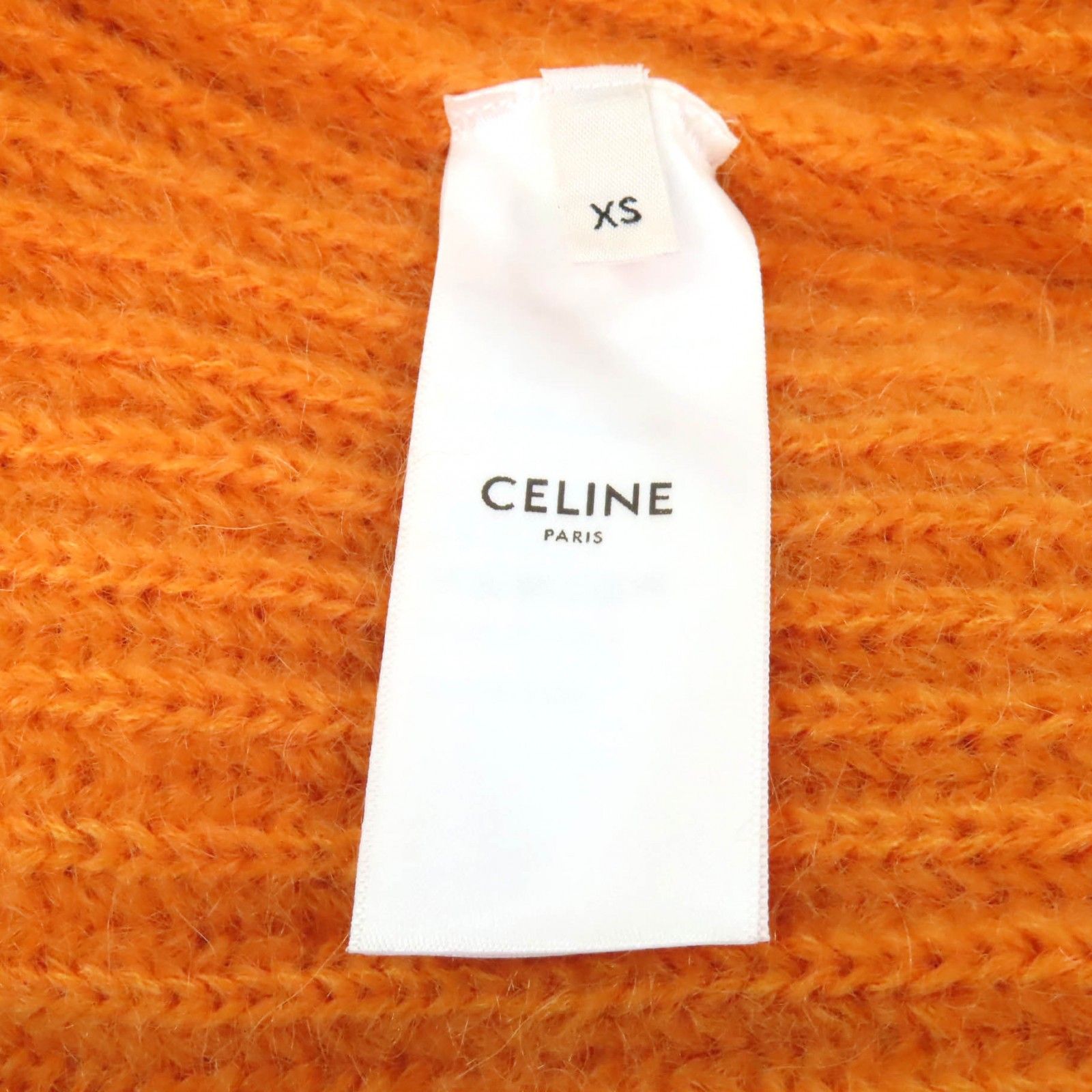 CELINE - 極美品★CELINE セリーヌ 2A38T377N モヘア シルク混 クロップド丈 Vネック 長袖 ニット カーディガン オレンジ XS イタリア製 正規品 レディース CELINE 極美品☆CELINE セリーヌ 2A38T377N モヘア シルク混
