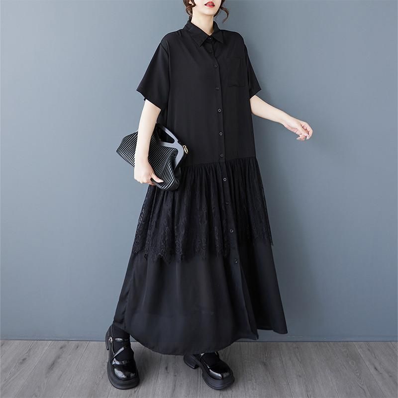 充実の品 モード系 シャツワンピース レース レディース ロングワンピース ワンピース