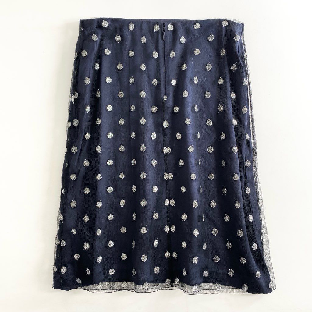 51f18 CHANEL シャネル 03A チュールスカート ココマーク ドット 40  
