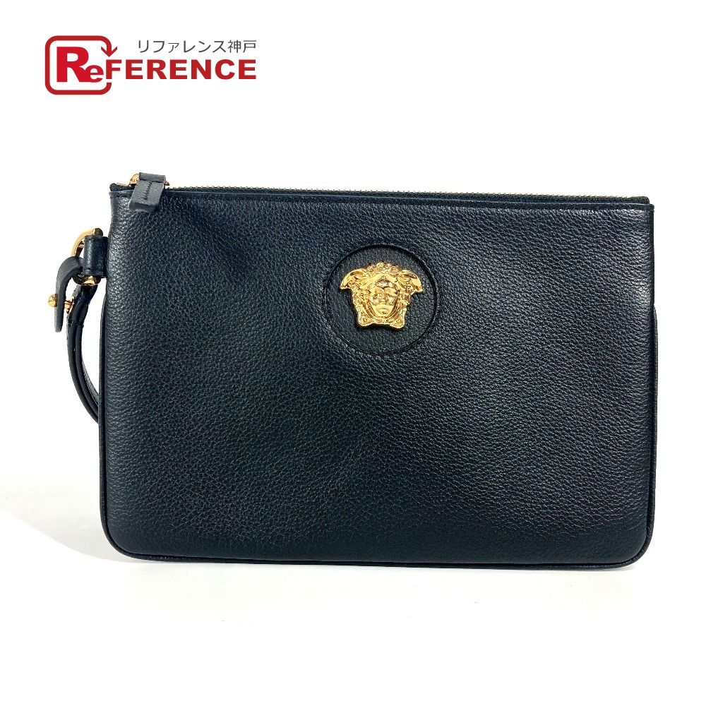 VERSACE ヴェルサーチ クラッチバッグ メデューサ ロゴ レザー ブラック
