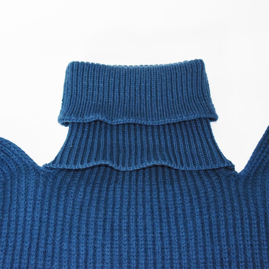 【ABランク】RAF SIMONS ラフ シモンズ SINGLE PANEL PATCH TURTLENECK シングルパネル パッチ タートルネック  ニット ターコイズ 中古